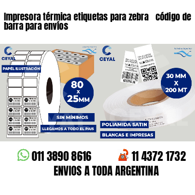 Impresora térmica etiquetas para zebra  código de barra para envíos